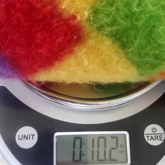 Felted Planter Cover rainbow checkered - Picture 6 of 6